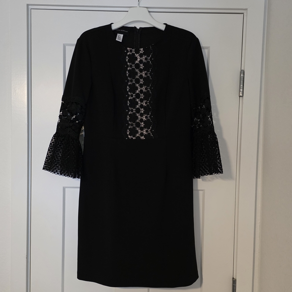 Donna Morgan Black Lace Bell Sleeve Dress – Size 8 – Elegant Cocktail - Picture 1 of 5